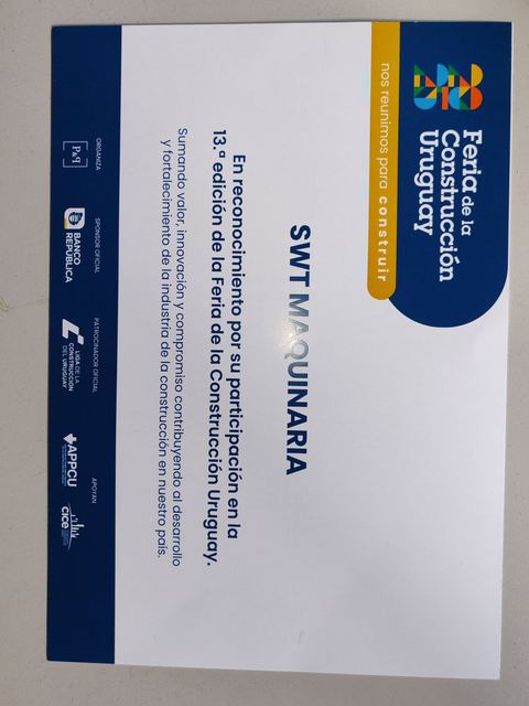 Reconocimiento de la Feria de la Construcción a SWT Maquinaria